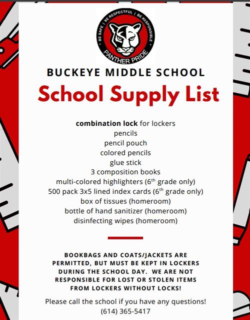 Buckeye Supply list